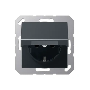 Изображение Розетка с заземлением и крышкой 16А 250В EcoProfi Standart антрацит EP421KLAN Jung