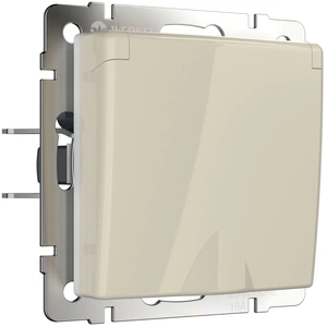 Изображение Розетка влагозащ. с зазем. с защит. крышкой и шторками (слоновая кость) W1171203