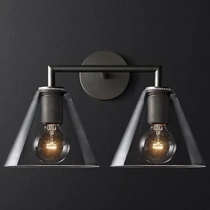 Изображение Бра Rh Utilitaire Funnel Shade Double Sconce Black By Imperiumloft