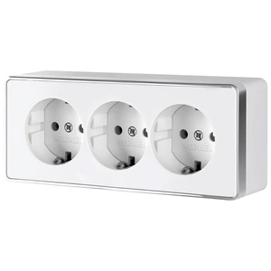 Изображение Розетка тройная с заземлением и шторками Gallant (белая) W5073101